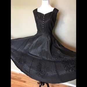 Vintage Mad Men 50s dark blue/black party dress!